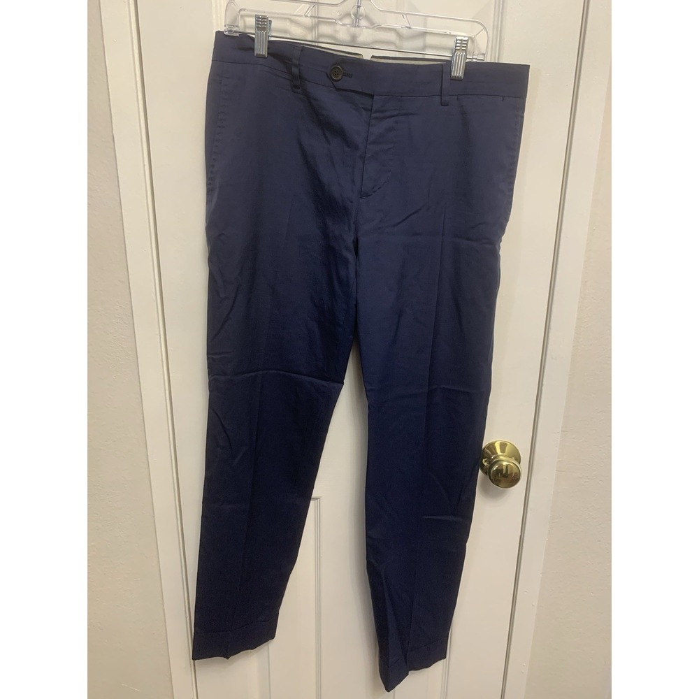 Brunello Cucinelli Chino Pants Linen Wool Silk Mens Trousers Navy Blue Size 50